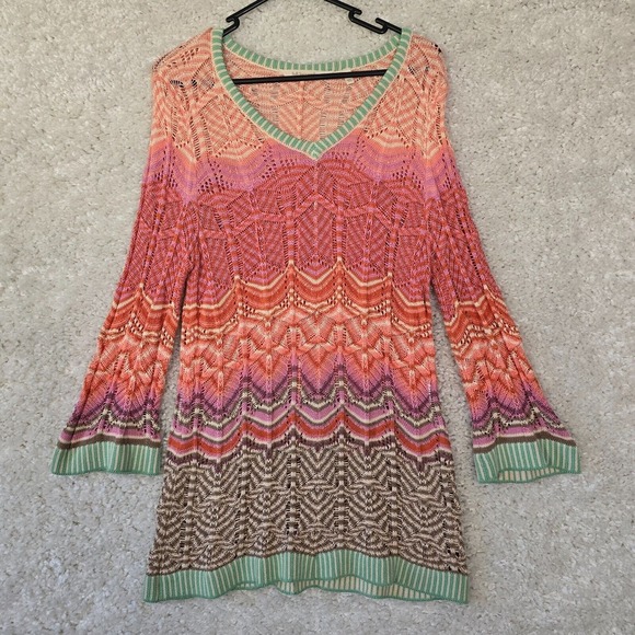 Soft Surroundings Rosita Knit Sweater Top 3/4 sleeve Cotton Multicolor Sz Medium - Picture 1 of 12